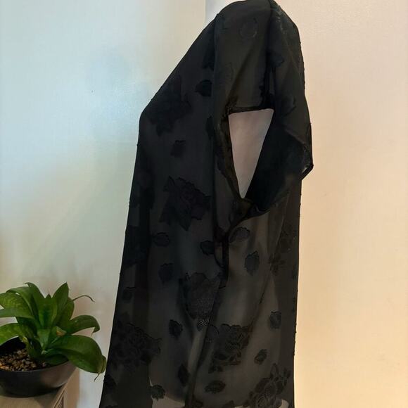 Silhouette Vintage Sheer Rose Blouse – Gothic, Boho Noir, Elegant Tunic Size 38 - Picture 4 of 5